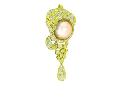 A7844 Luxury Diamond and Pearl Jaguar Pendant 3D Model 3D print model