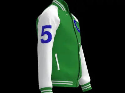 Male raglan varsity jacket 3D model