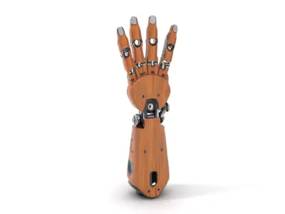 Wooden Robotic Hand model pack with PBR Textures Low-poly 3D model