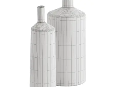 Ceramic flower vase set 2 3D model