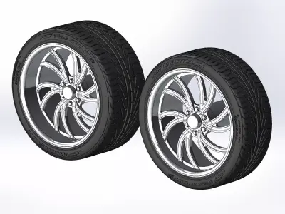 Set of custom wheels Intro Spyder 20inch for your scale model 3D print model