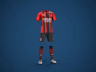 Football Jersey full outfit AC Milan Team Low-poly 3D model