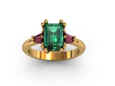 Princess Cut Emerald Ring  3D print model