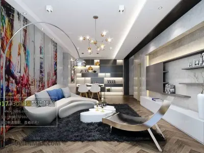 Modern style living room furniture 3D model purchase