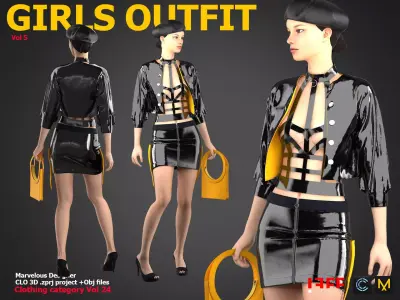 Girls outfit 5 Marvelous  VOL 24 Free low-poly 3D model