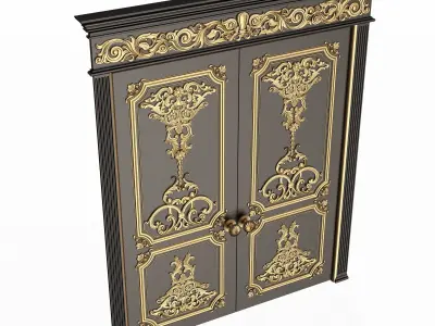 Carved Door Classic 0801 Black Low-poly 3D model