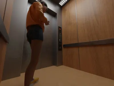 Elevator and building 3D model