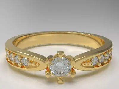 Engagement ring with gems 3D print model