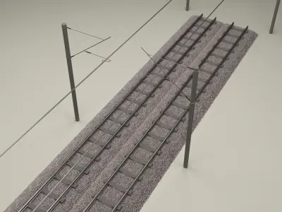 Train Track Double Electrified 3D model