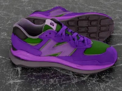 NEW BALANCE 3D SHOES - PURPLE - GREEN Low-poly 3D model