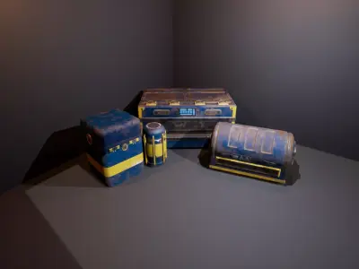 Sci-Fi Containers Low-poly 3D model