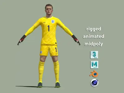 T-Pose Rigged Jordan Pickford England Euro 2024 3D model