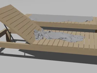 Sunlounger with Towels Free 3D model