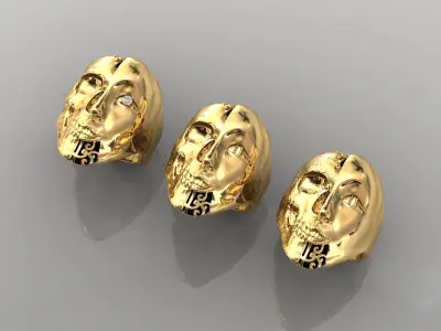 3 Version Bluffmen Ring Jewelry Model Skull  STL 3D print model