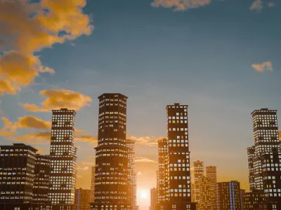 Low Poly City Building Set Free low-poly 3D model