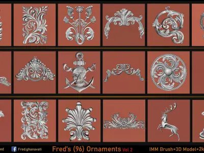 Fred 96 Ornament IMMBRUSH 3dModels Vol 2 Low-poly 3D model