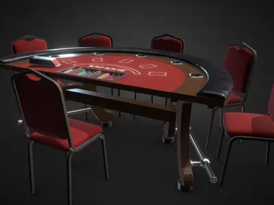 blackjack table Low-poly 3D model