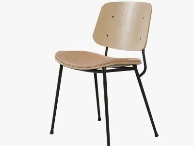 Soborg Metal Base-Model 3061-oak lacquered and dark steel Low-poly 3D model