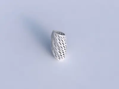Vase twisted bent hexagon with checker grid lattice 3D print model