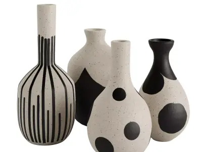 Beige and black ceramic vases 3D model