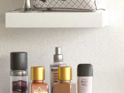 Dressing table with cosmetics for lady 3D model