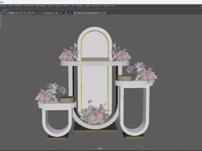 Elegant Floral Pedestal Stands Low-poly 3D model