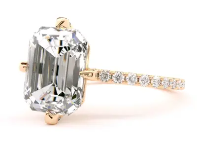 The Sutton Ring Emerald cut 10x8 mm 3D print model