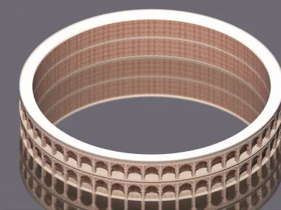 Roman coliseum like structure brick and concrete architecture 3D model