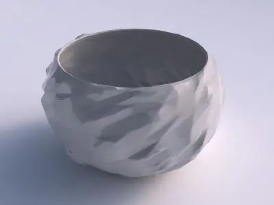 Bowl spheric twisted with low-polygon bulges  3D print model