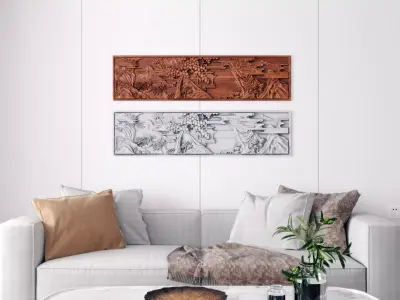 landscape carving New Chinese style 3D model