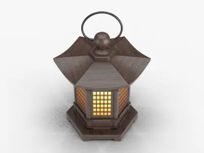 Japanese Style Wood Lantern 3D model