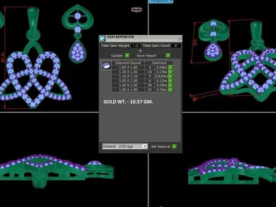 Pendant Earrings combo - 1153 3D print model