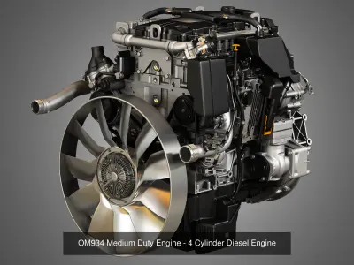  DD5 - OM934 Engines - 4 Cylinder Diesel Engines 2 in 1 3D Model Collection