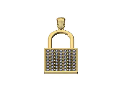 Iced diamond padlock pendant bail 3D print model