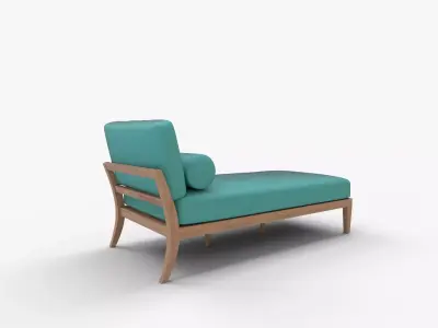 Fabric Chaise Lounges Single Sofa Chair Rolled Accent Pillow 3D model