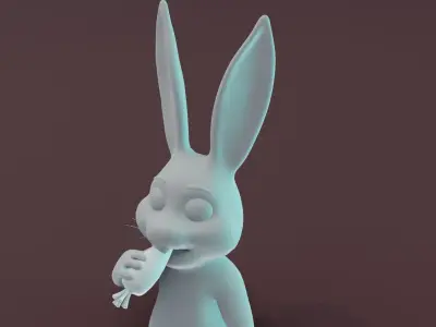 Cartoon Rabbit Animated and Rigged Base Mesh 3D Model Low-poly 3D model