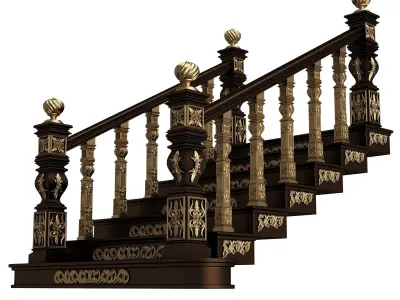 Carved Stair 01 Black Low-poly 3D model