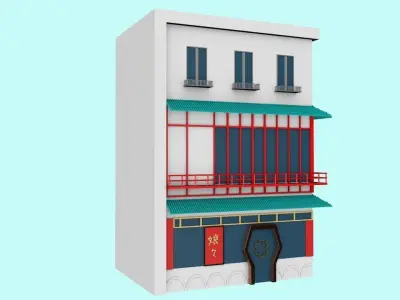 3D model of  Chinese restaurant 3D printing Low-poly 3D model