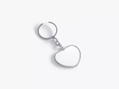 White Heart Keychain - key tag holder Low-poly 3D model