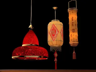 Chinese red  lantern  3D model