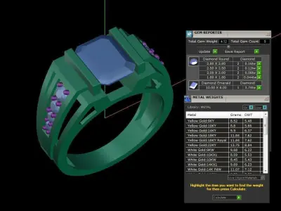 blue sapphire  mens ring  3D print model