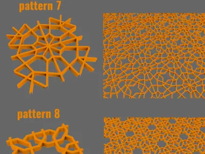 10 tileable persian patterns 3D model