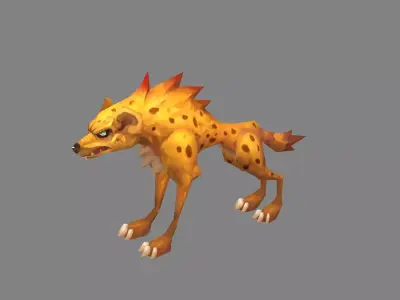 Cartoon hyena - jackal  Low-poly 3D model