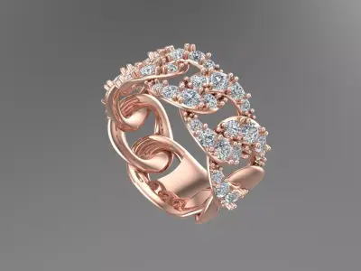  CUBAN CHAIN RING MIAMI diiamond Ring 3dmodel 3D print model 3D print model