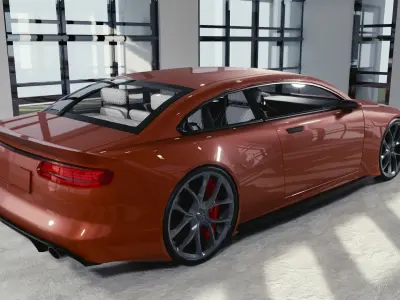 BLENDER EEVEE Brandless Mid Size 2 door sedan Low-poly 3D model