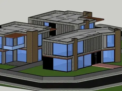 MODERN 3 VILLA MODEL WORK 3D model