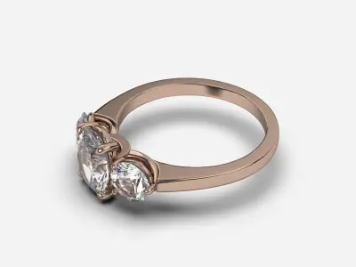 Three Stone diamond Ring 3D print model buy