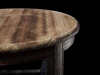 Shabby table Lowpoly Low-poly 3D model