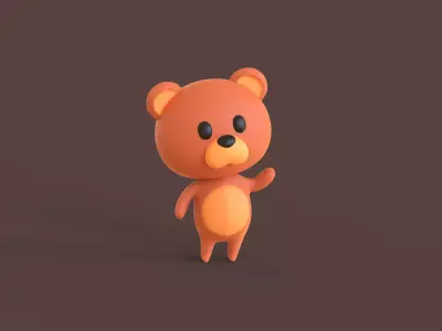 Little Funny Bear Animated Low-poly 3D model