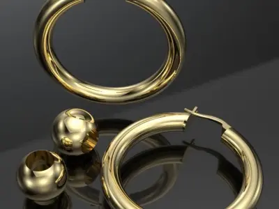 hoop earings with enhancer balls 3D print model